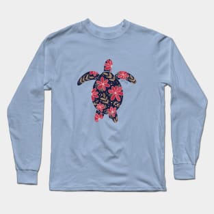 Floral Sea Turtle - muted earth colors Long Sleeve T-Shirt